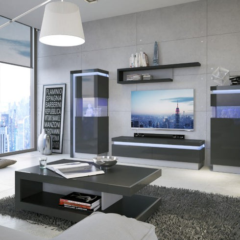 *Lyon 2 door designer cabinet (RH) in Platinum/Light Grey Gloss